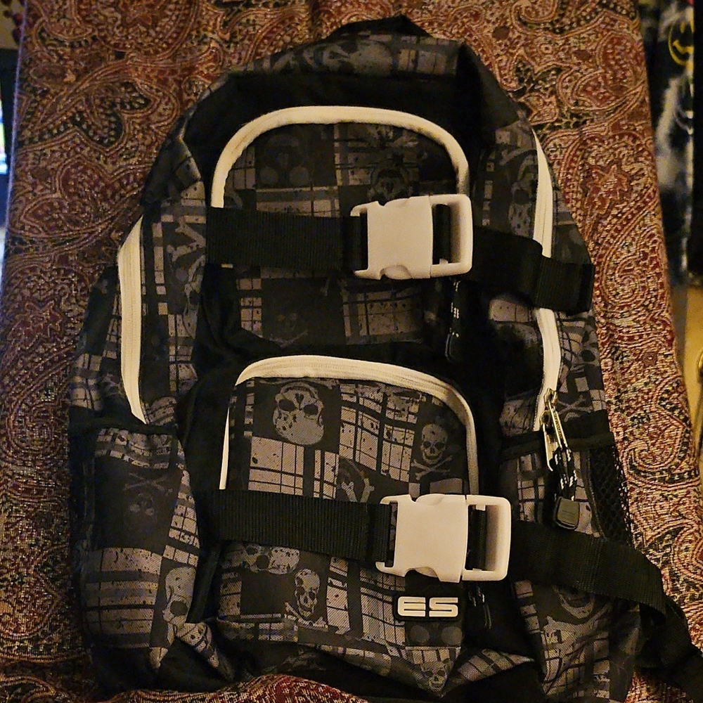NWOT Easport Skull Black and Gray Backpack W/ A Lot Of Pockets And Space